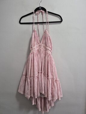 Reset by Jane Polka Dot Miranda Babydoll Double Strap Halter Mini Dress Medium